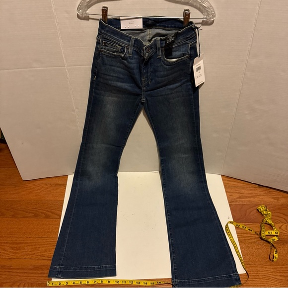 7 For All Mankind Women’s Dojo Original Trouser Flare Jean Blue Size 24 NWT - Picture 1 of 11